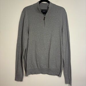 Nordstrom Men’s Shop Gray Quarter‎ Zip Sweater L Cotton Cashmere Blend